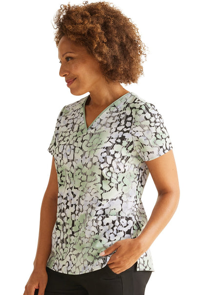Transitional Skin Healing Hands Print Scrub V Neck Top 2266 TRSK - Scrubs Select