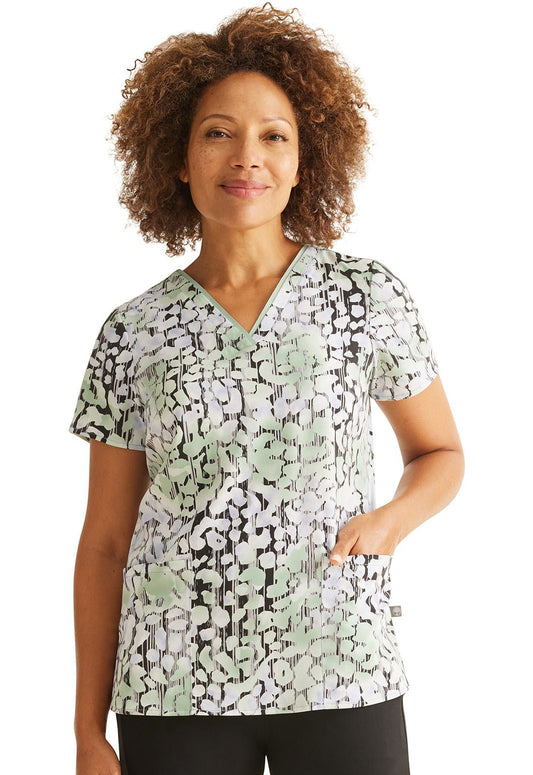 Transitional Skin Healing Hands Print Scrub V Neck Top 2266 TRSK - Scrubs Select