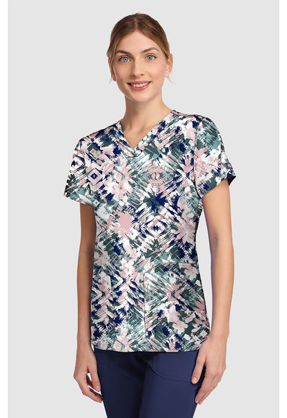 Tribal Tie Dye Dickies Print V Neck Scrub Top DK667 TLTI - Scrubs Select