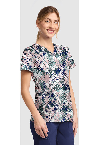 Tribal Tie Dye Dickies Print V Neck Scrub Top DK667 TLTI - Scrubs Select