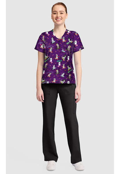 Tricks N Treats Cherokee Print V Neck Scrub Top CK857 TRTT - Scrubs Select