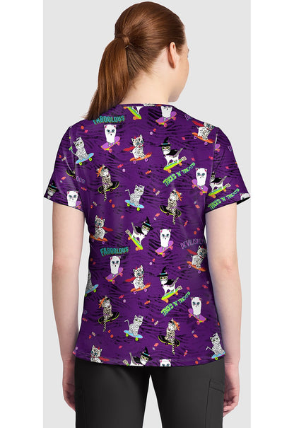 Tricks N Treats Cherokee Print V Neck Scrub Top CK857 TRTT - Scrubs Select