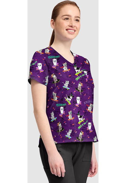 Tricks N Treats Cherokee Print V Neck Scrub Top CK857 TRTT - Scrubs Select