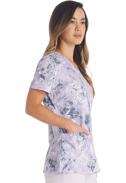 Tropic Distress Dickes EDS Print V Neck Scrub Top DK616 TPDS - Scrubs Select