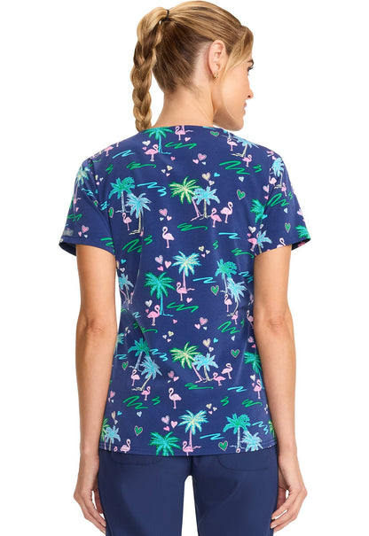 Tropic Love Med Couture Flamingo Print V Neck Scrub Top MC632 TCLV - Scrubs Select