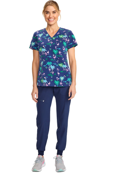 Tropic Love Med Couture Flamingo Print V Neck Scrub Top MC632 TCLV - Scrubs Select