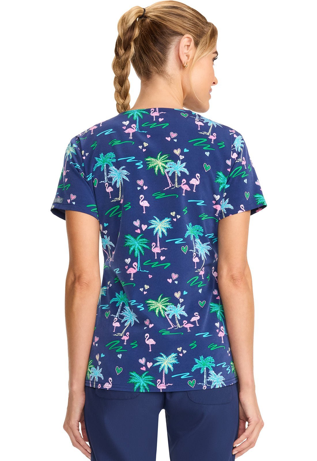 Tropic Love Med Couture Flamingo Print V Neck Scrub Top MC632 TCLV - Scrubs Select