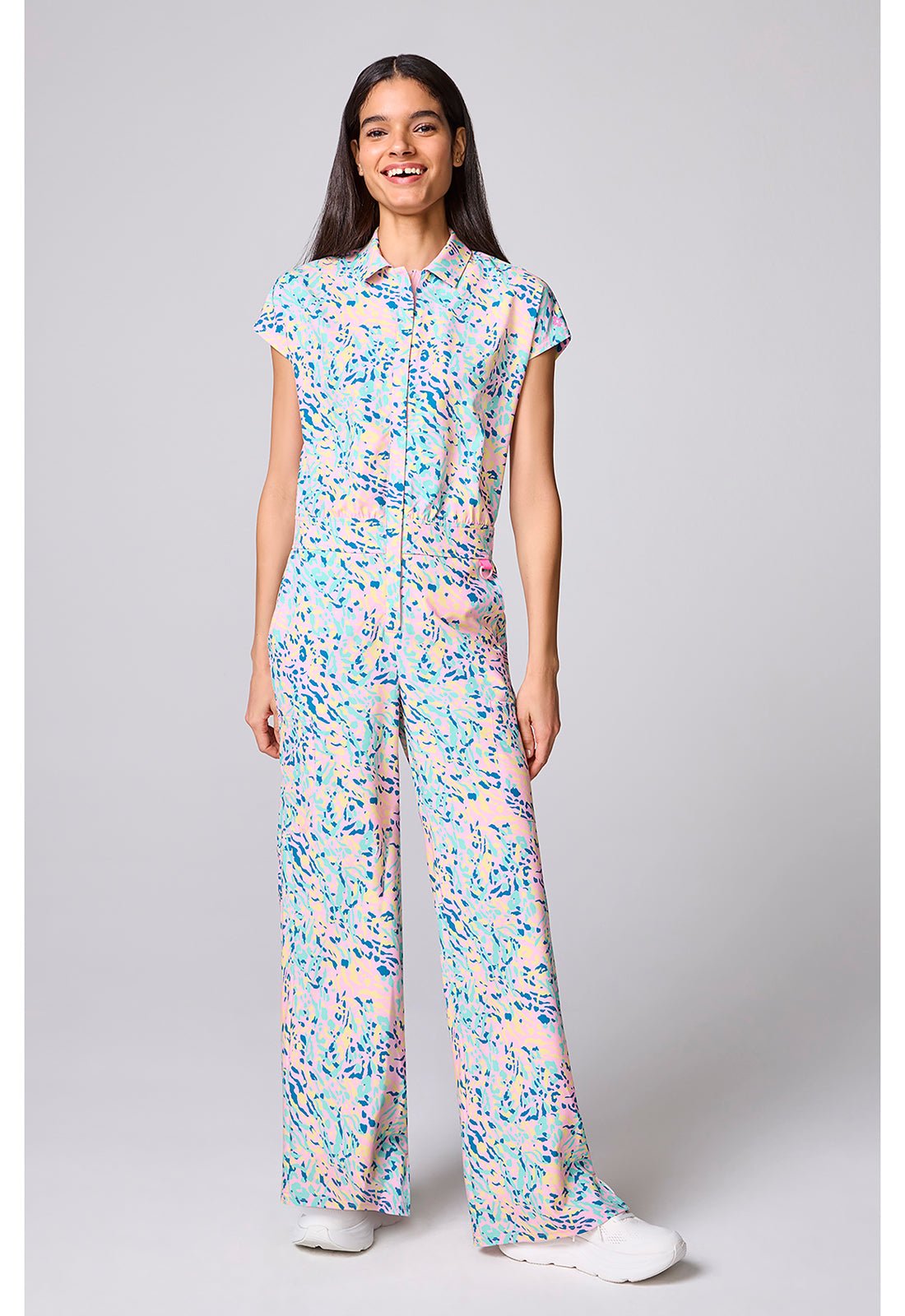 Tutti Fruitti Tiger Med Couture Amp Scrubs Wide Leg Jumpsuit MC00019 TTFT - Scrubs Select