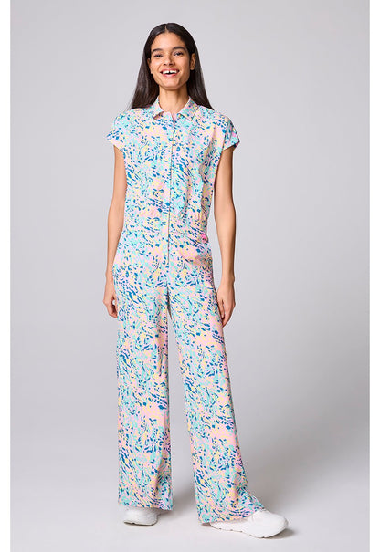 Tutti Fruitti Tiger Med Couture Amp Scrubs Wide Leg Jumpsuit MC00019 TTFT - Scrubs Select