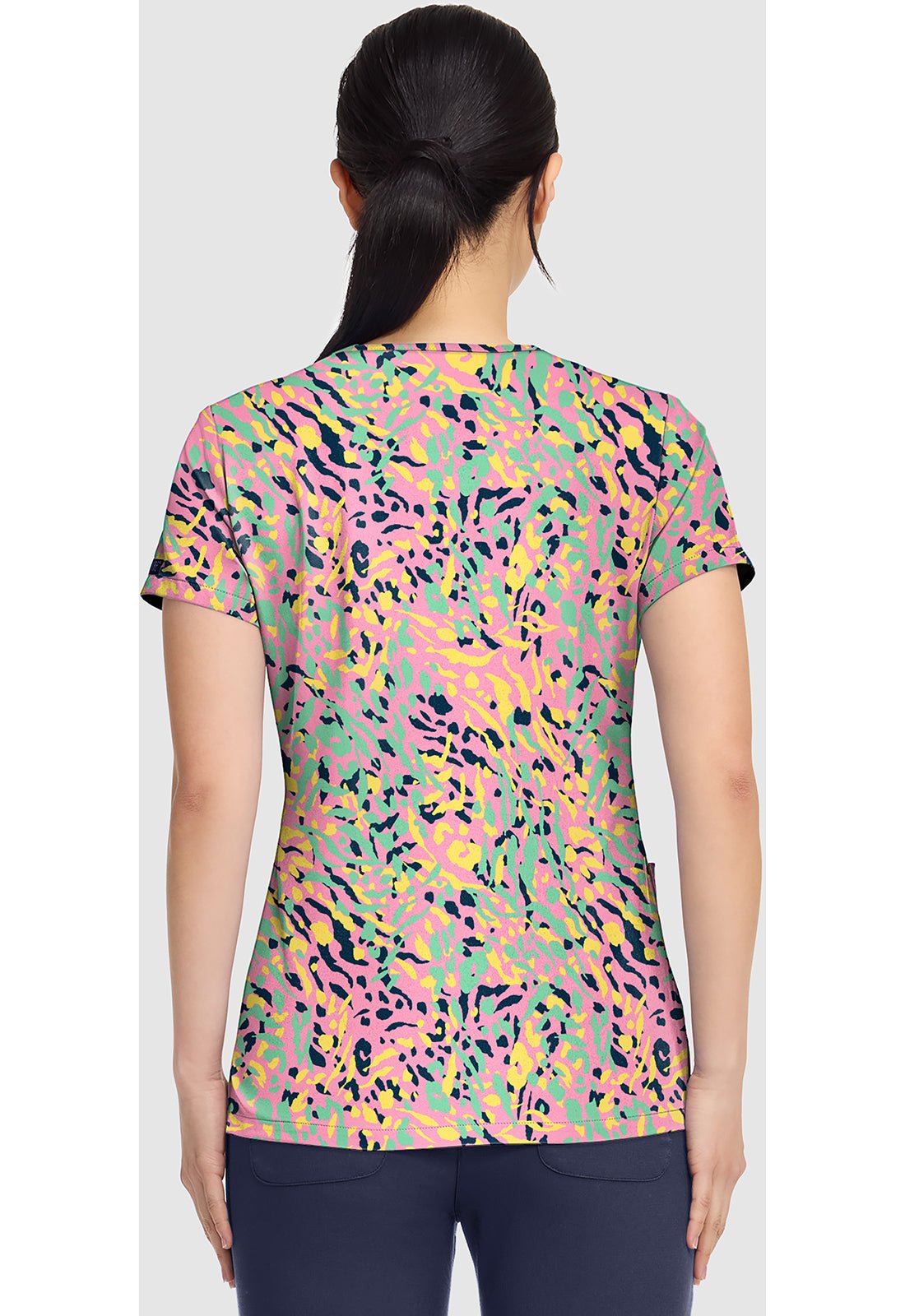 Tutti Fruitti Tiger Med Couture Print V Neck Scrub Top MC8564 TTFT - Scrubs Select