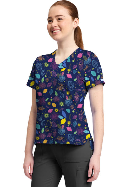 Tutti Frutti Cherokee Print V Neck Scrub Top CK857 TUFU - Scrubs Select