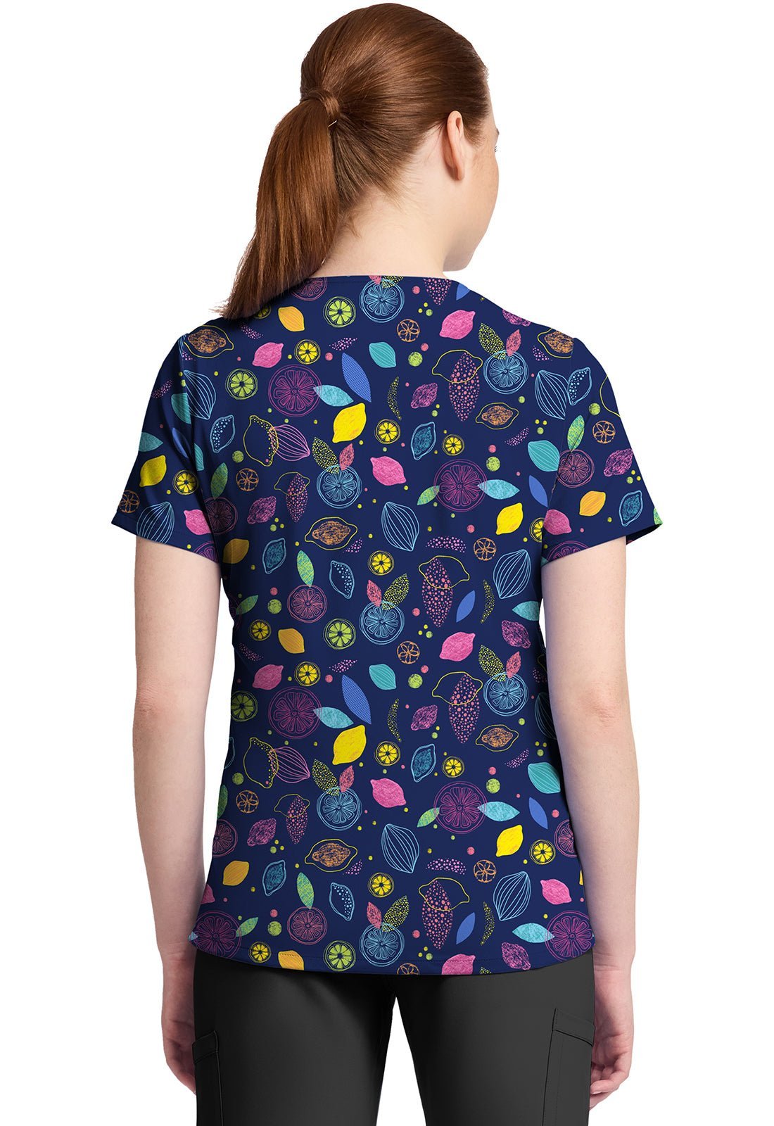 Tutti Frutti Cherokee Print V Neck Scrub Top CK857 TUFU - Scrubs Select