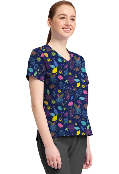 Tutti Frutti Cherokee Print V Neck Scrub Top CK857 TUFU - Scrubs Select