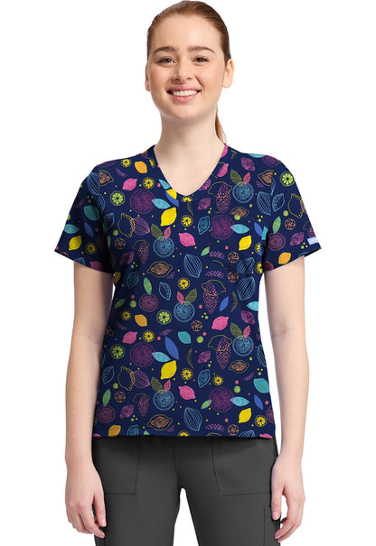 Tutti Frutti Cherokee Print V Neck Scrub Top CK857 TUFU - Scrubs Select