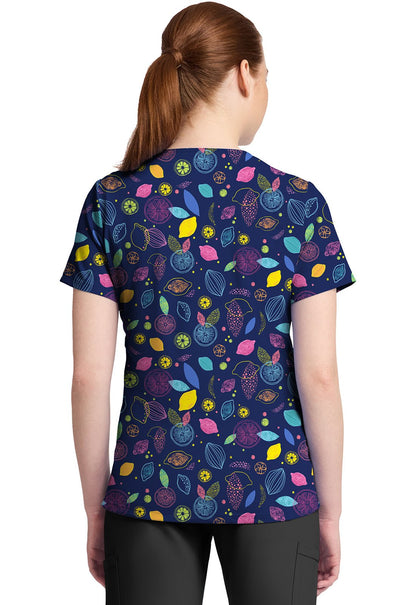 Tutti Frutti Cherokee Print V Neck Scrub Top CK857 TUFU - Scrubs Select