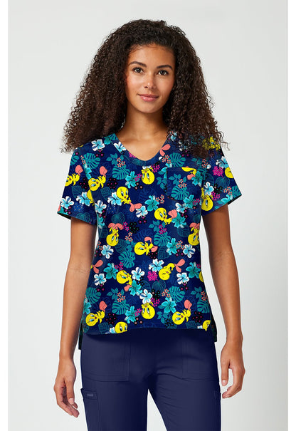 Tweety Bird Tooniforms Licensed Looney Tunes V Neck Scrub Top TF797 LTPW - Scrubs Select