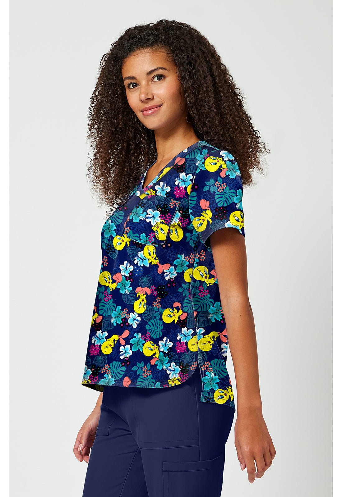 Tweety Bird Tooniforms Licensed Looney Tunes V Neck Scrub Top TF797 LTPW - Scrubs Select