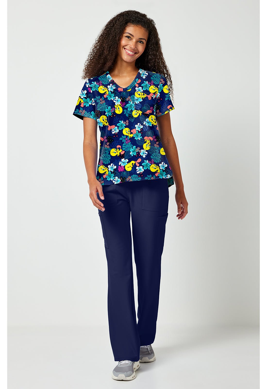 Tweety Bird Tooniforms Licensed Looney Tunes V Neck Scrub Top TF797 LTPW - Scrubs Select