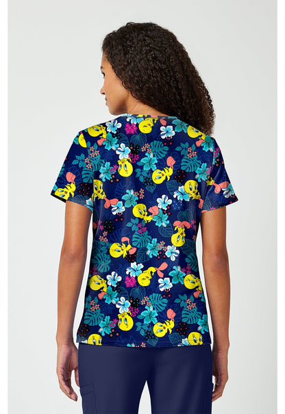 Tweety Bird Tooniforms Licensed Looney Tunes V Neck Scrub Top TF797 LTPW - Scrubs Select