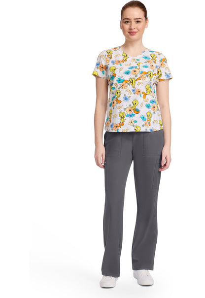 Tweety Bird Tooniforms Looney Tunes Rounded V Neck Scrub Top TF786 LTMB - Scrubs Select