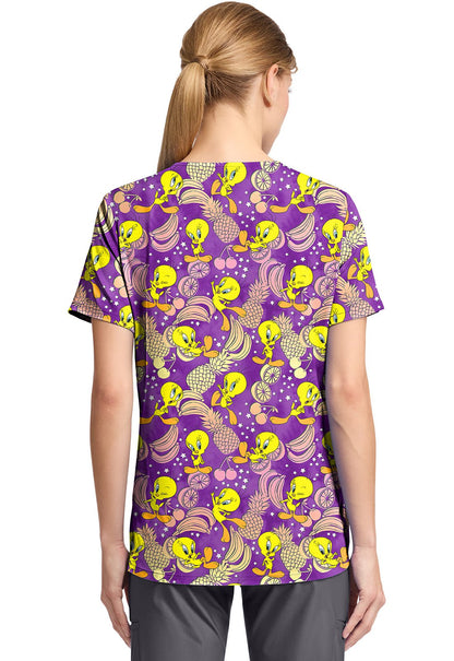 Tweety Tooniforms Licensed Looney Tunes V Neck Scrub Top TF797 LTPD - Scrubs Select