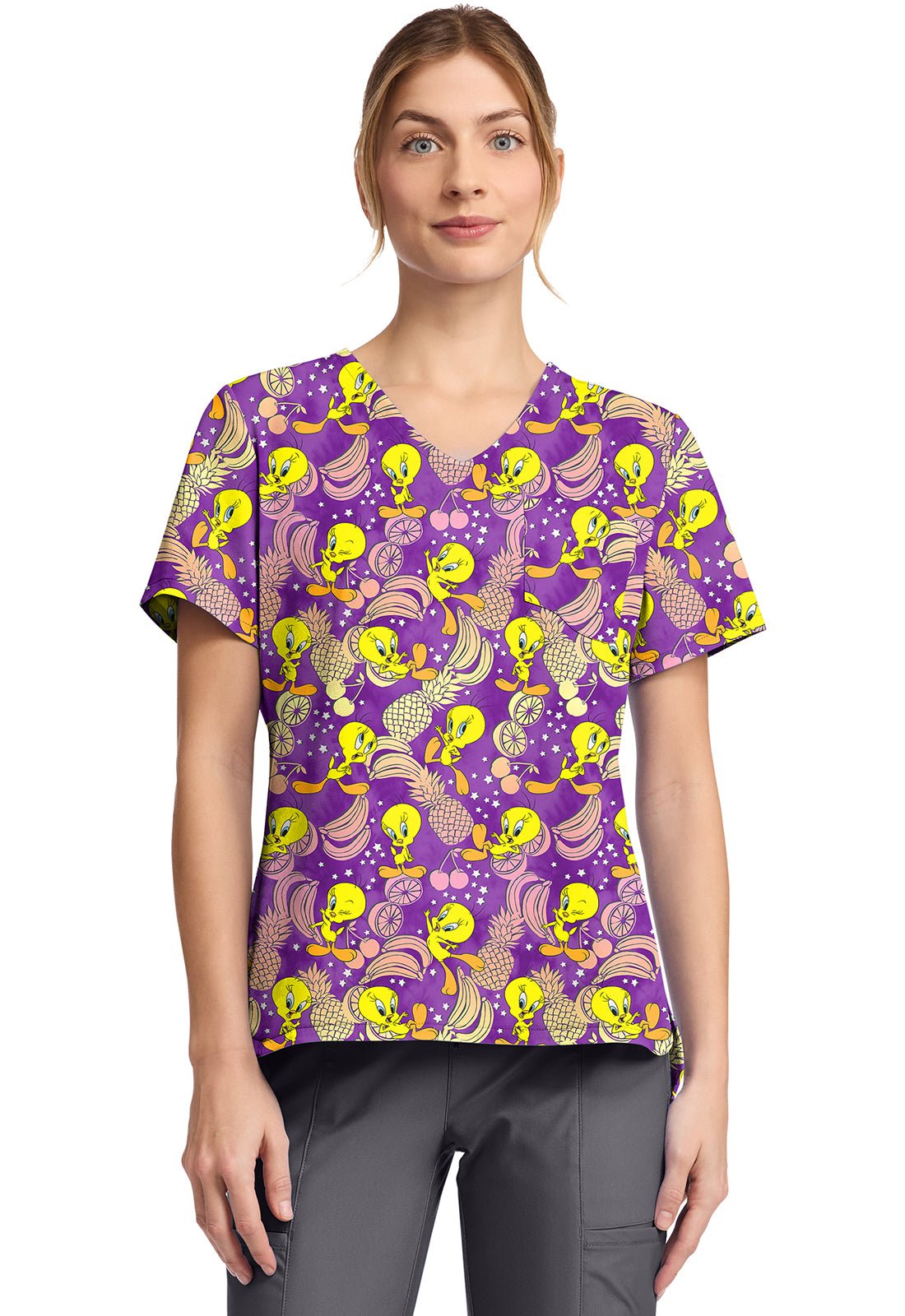 Tweety Tooniforms Licensed Looney Tunes V Neck Scrub Top TF797 LTPD - Scrubs Select
