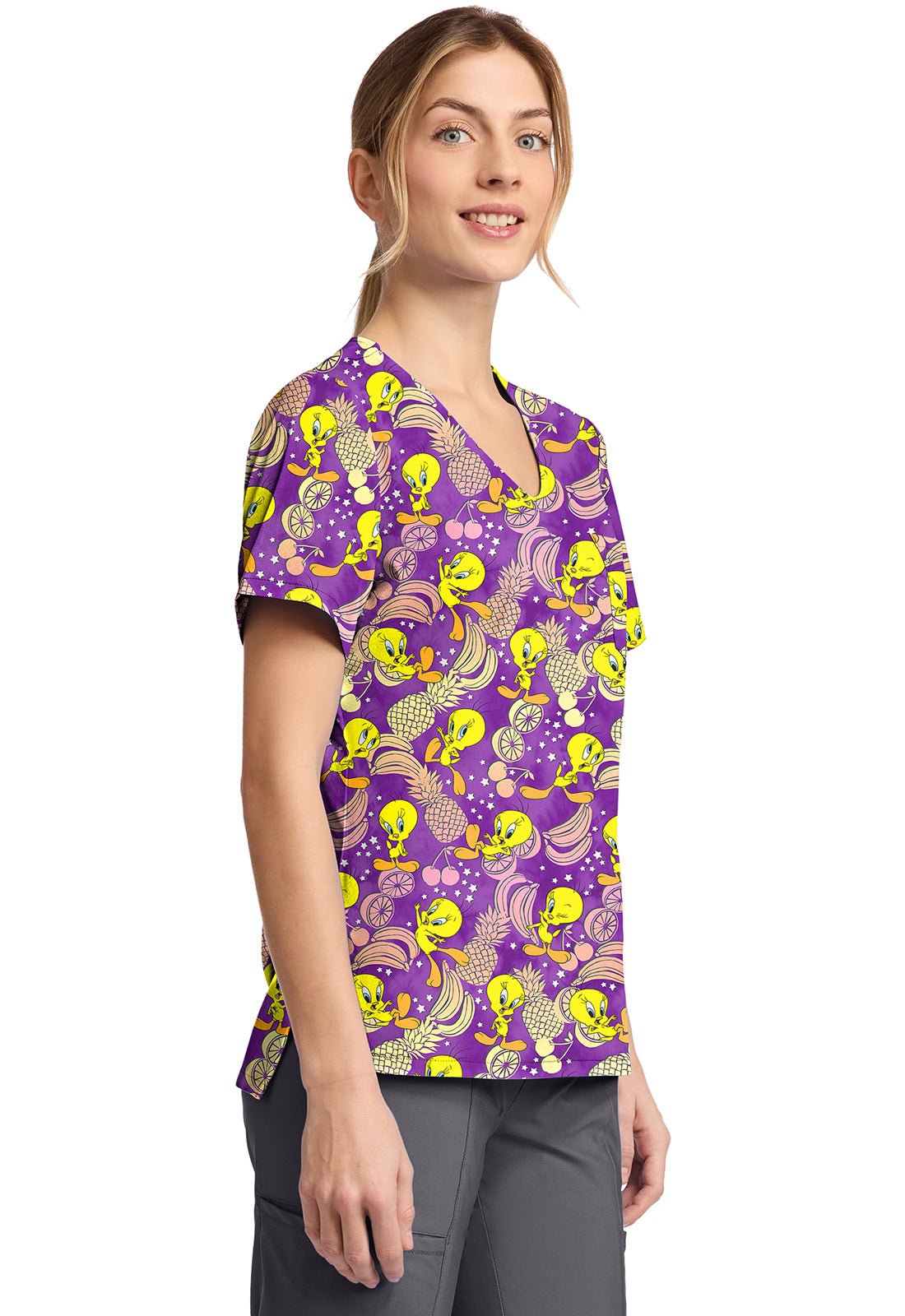Tweety Tooniforms Licensed Looney Tunes V Neck Scrub Top TF797 LTPD - Scrubs Select