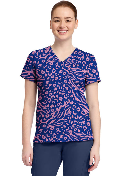 Two Tone Skin Med Couture Print V Neck Scrub Top MC632 TTSN - Scrubs Select