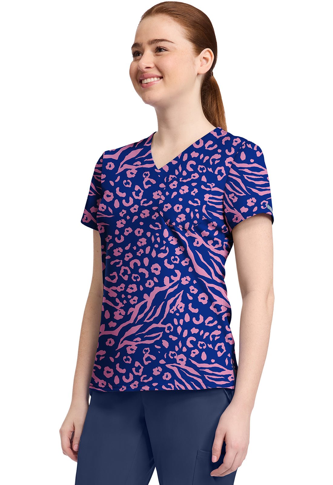 Two Tone Skin Med Couture Print V Neck Scrub Top MC632 TTSN - Scrubs Select