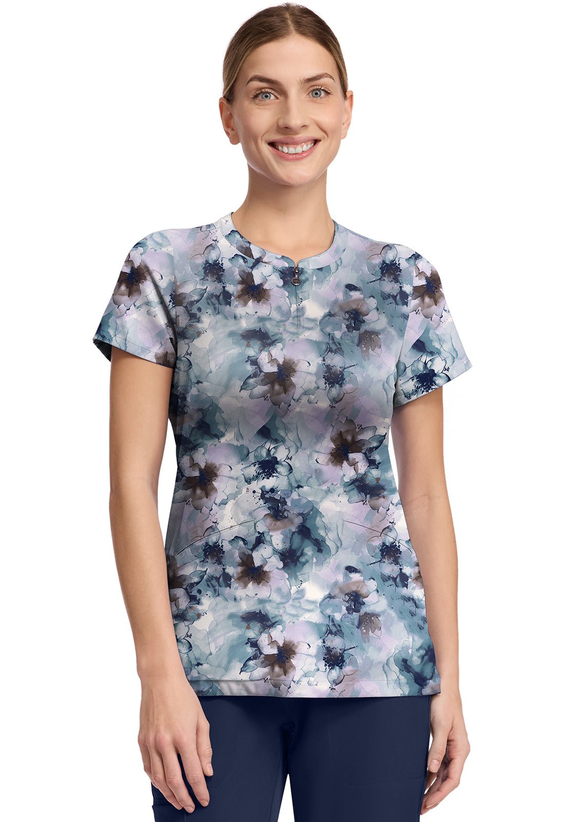 Underwater Blooms Healing Hands Amanda Print Scrub V Neck Top HH911 UWBM - Scrubs Select
