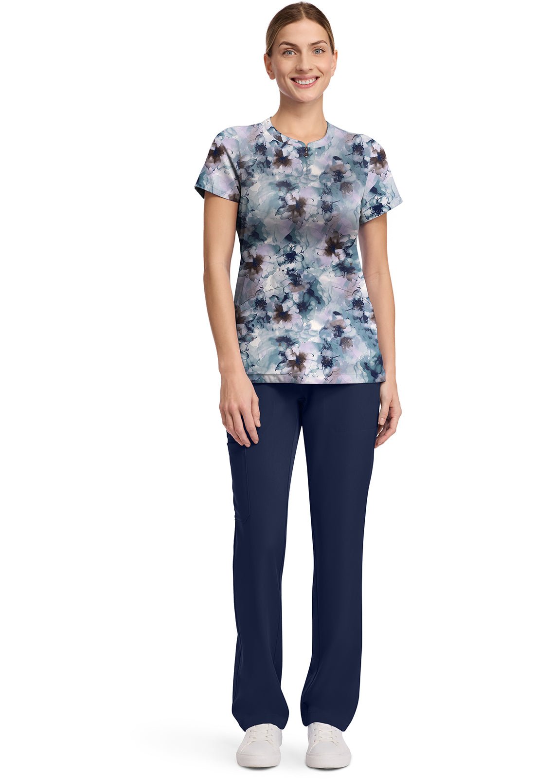 Underwater Blooms Healing Hands Amanda Print Scrub V Neck Top HH911 UWBM - Scrubs Select