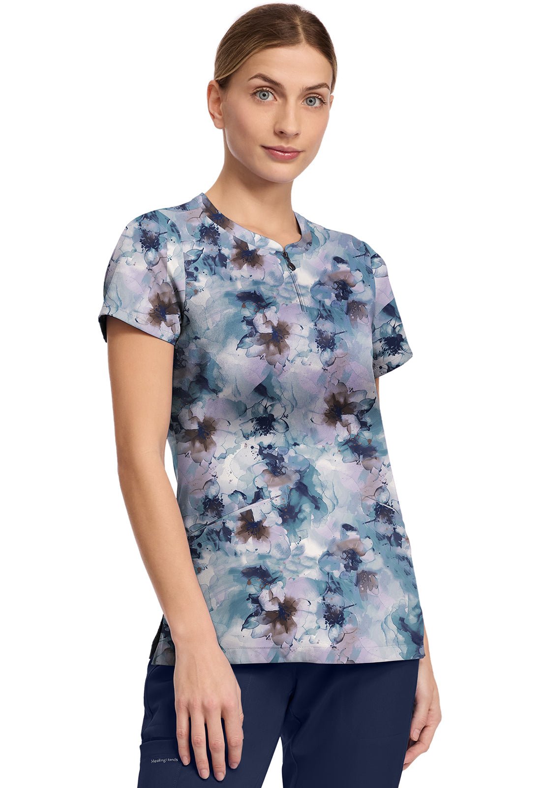 Underwater Blooms Healing Hands Amanda Print Scrub V Neck Top HH911 UWBM - Scrubs Select