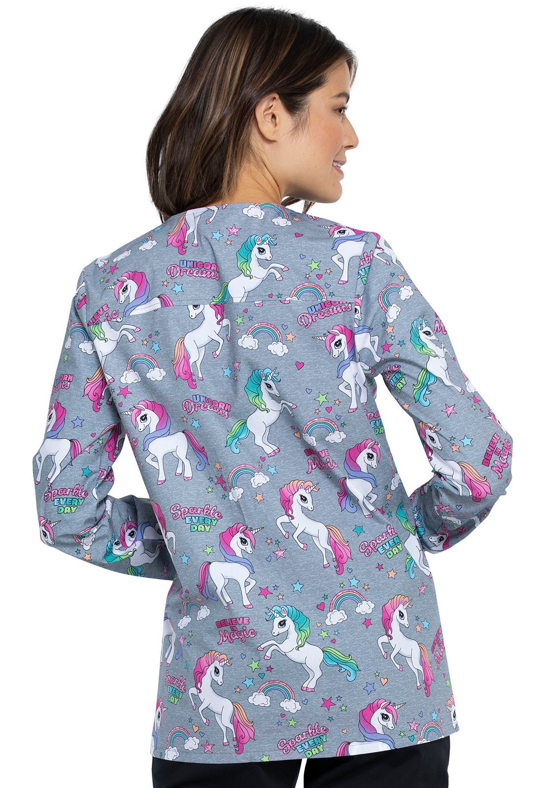 Unicorn Cherokee Print Warm Up Scrub Jacket CK301 SPEV - Scrubs Select