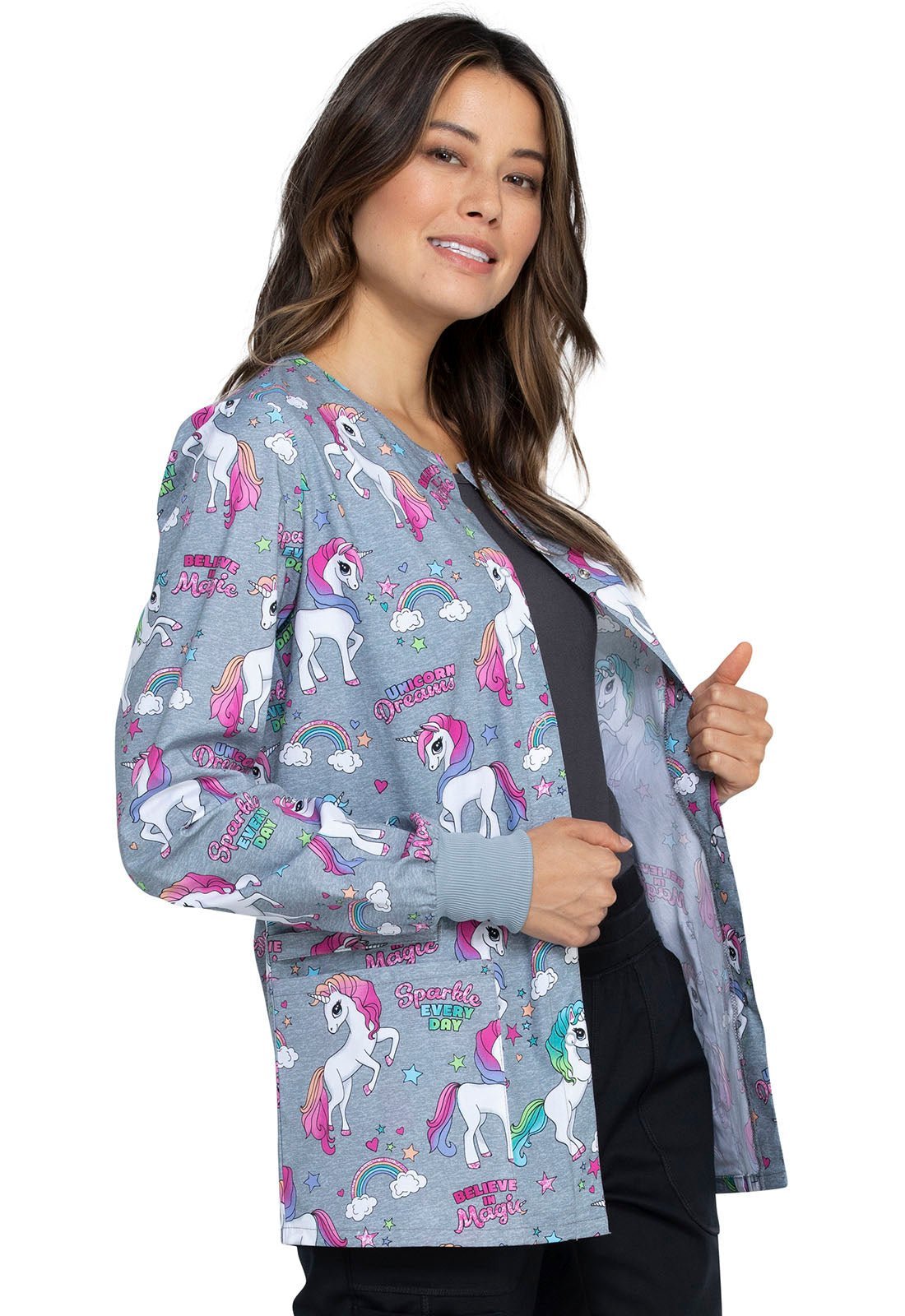Unicorn Cherokee Print Warm Up Scrub Jacket CK301 SPEV - Scrubs Select