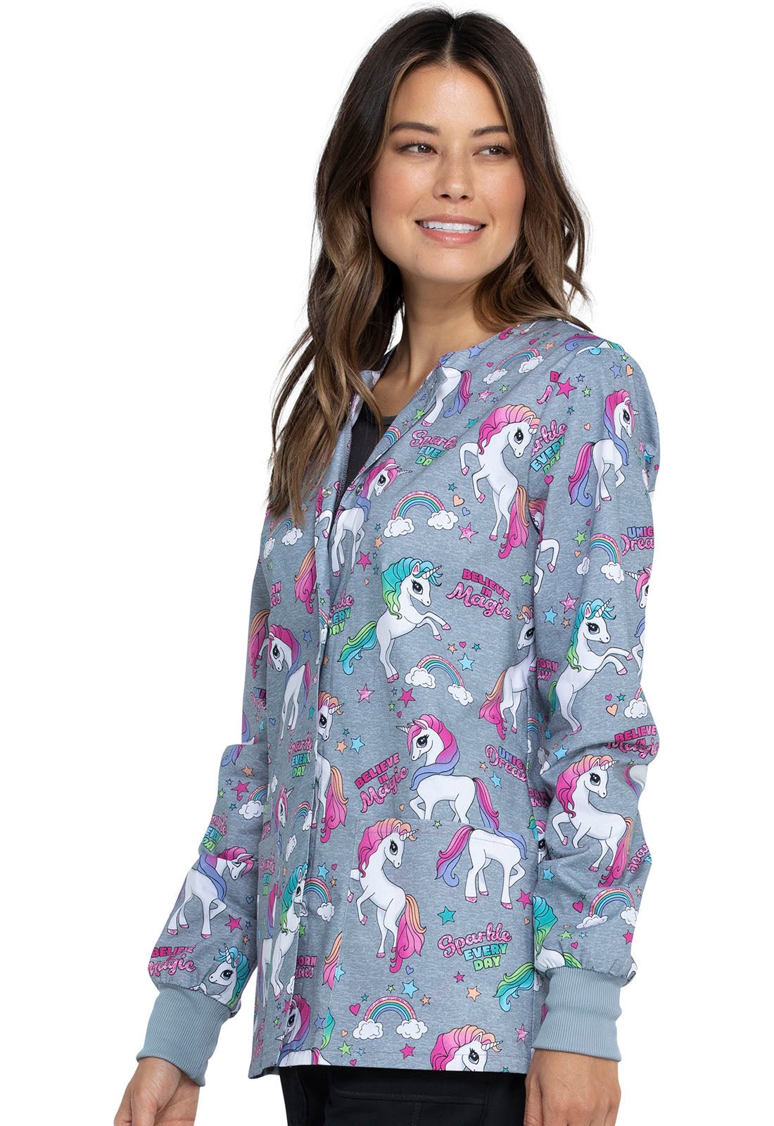 Unicorn Cherokee Print Warm Up Scrub Jacket CK301 SPEV - Scrubs Select