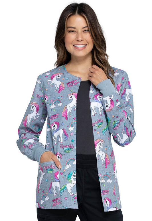 Unicorn Cherokee Print Warm Up Scrub Jacket CK301 SPEV - Scrubs Select