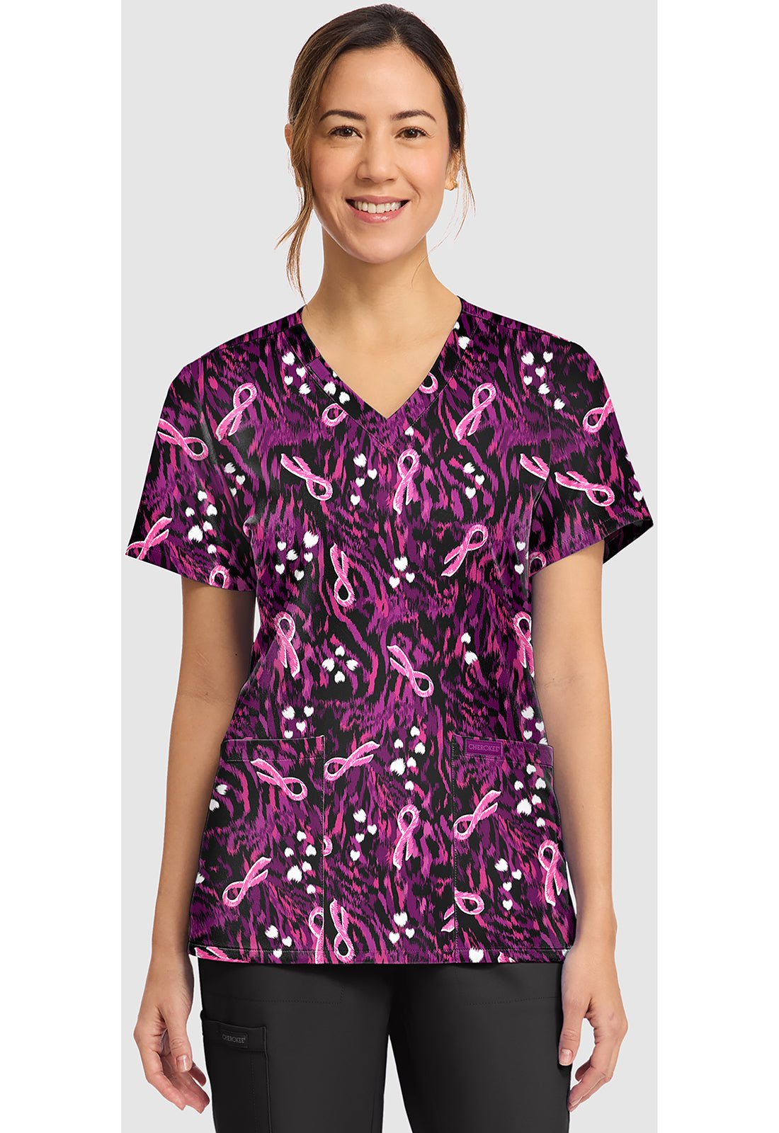 Untamed Care Cherokee Print BCA V - Neck Scrub Top CK856 UTMC - Scrubs Select