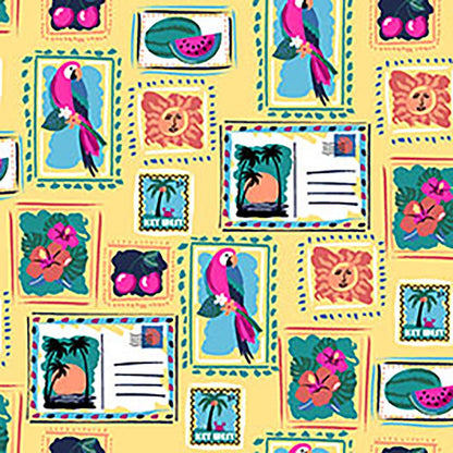 Vacation Post Card Med Couture Print V Neck Scrub Top MC632 VCPC - Scrubs Select