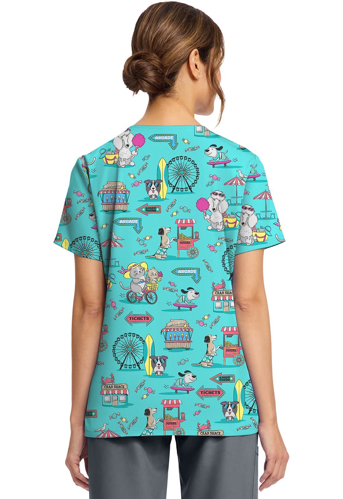 Vintage Boardwalk Cherokee Print Animal V Neck Scrub Top CK856 VTBW - Scrubs Select