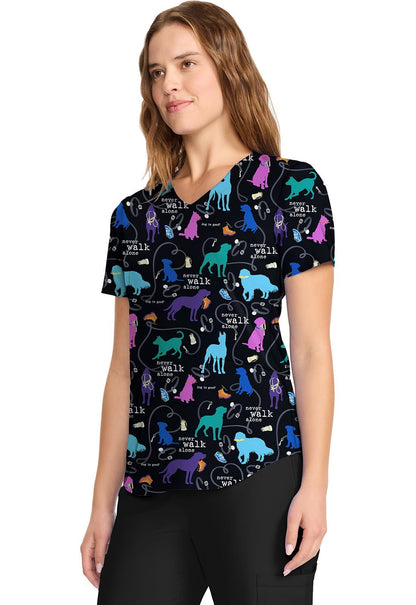 Walking Buddy Tooniforms Licensed Dog Is Good V Neck Scrub Top TF737 OGWB - Scrubs Select