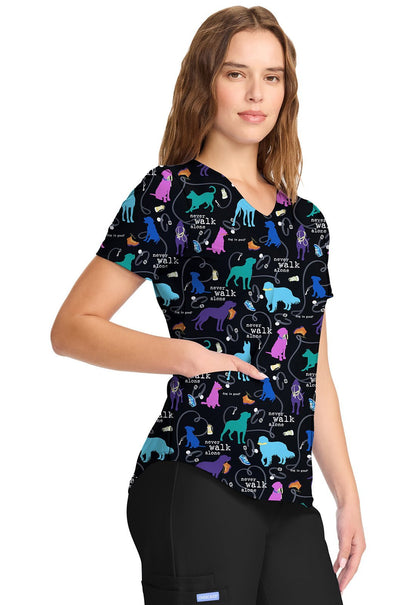 Walking Buddy Tooniforms Licensed Dog Is Good V Neck Scrub Top TF737 OGWB - Scrubs Select