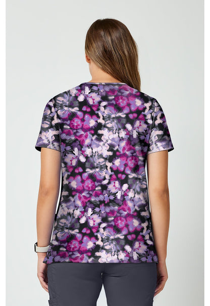 Watercolor Blooms Cherokee Achieve V - Neck Scrub Top CK00010 WRBM - Scrubs Select