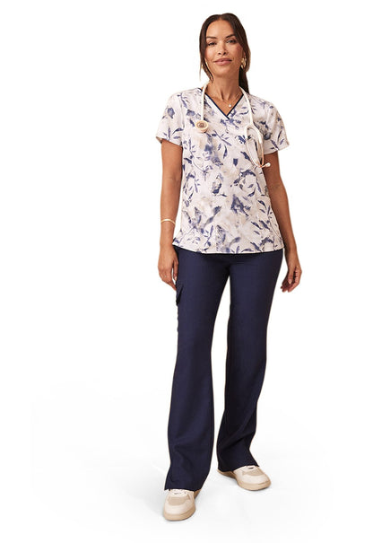 Watercolor Botanical Healing Hands Scrubs Amanda Print V Neck Top HH908 WCBT - Scrubs Select