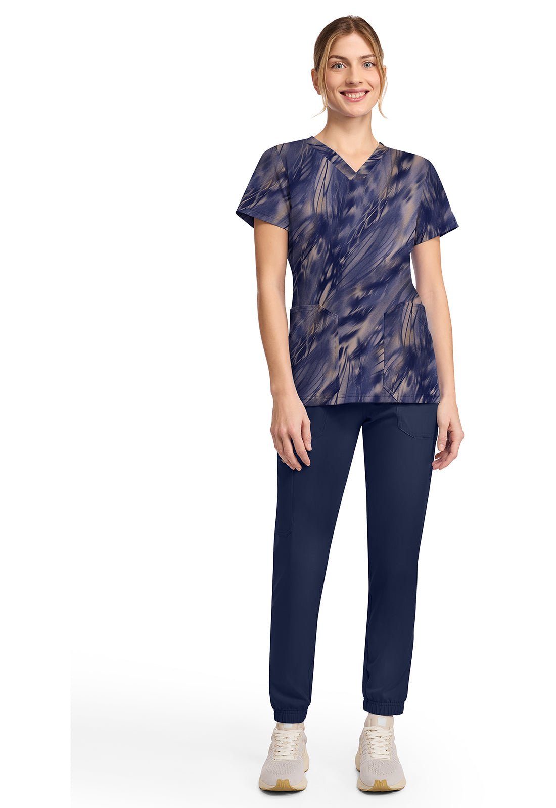 Watercolor Feather Dickies Print V Neck Scrub Top DK667 WRFE - Scrubs Select