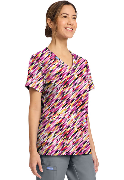 Watercolor Marks Cherokee Print V Neck Scrub Top CK856 WCMK - Scrubs Select