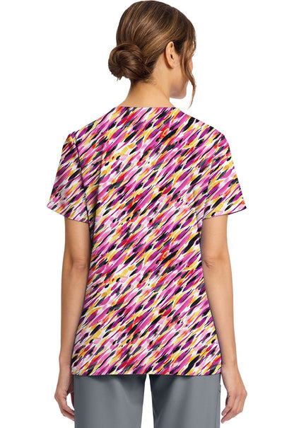 Watercolor Marks Cherokee Print V Neck Scrub Top CK856 WCMK - Scrubs Select