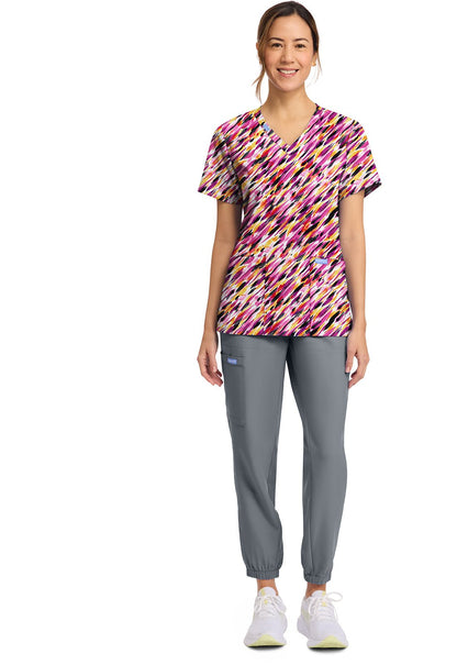 Watercolor Marks Cherokee Print V Neck Scrub Top CK856 WCMK - Scrubs Select