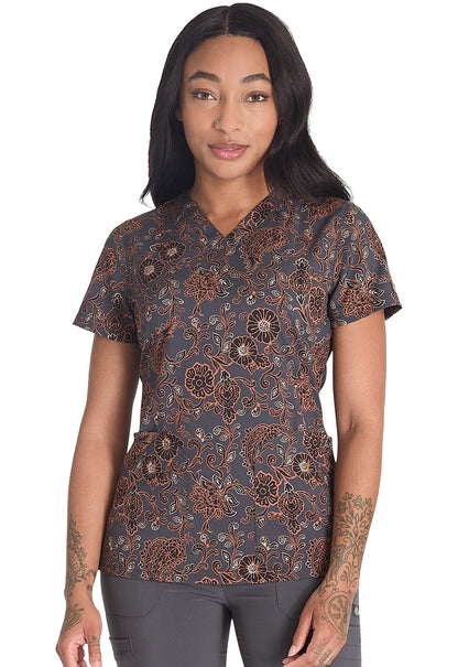 Western Floral Dickies Print V Neck Scrub Top DK667 WSFL - Scrubs Select