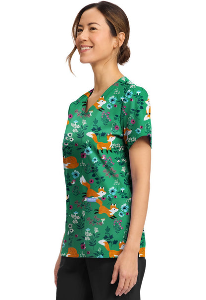 Wild Fox Cherokee Scrubs Print V Neck Top CK856 WIFX - Scrubs Select
