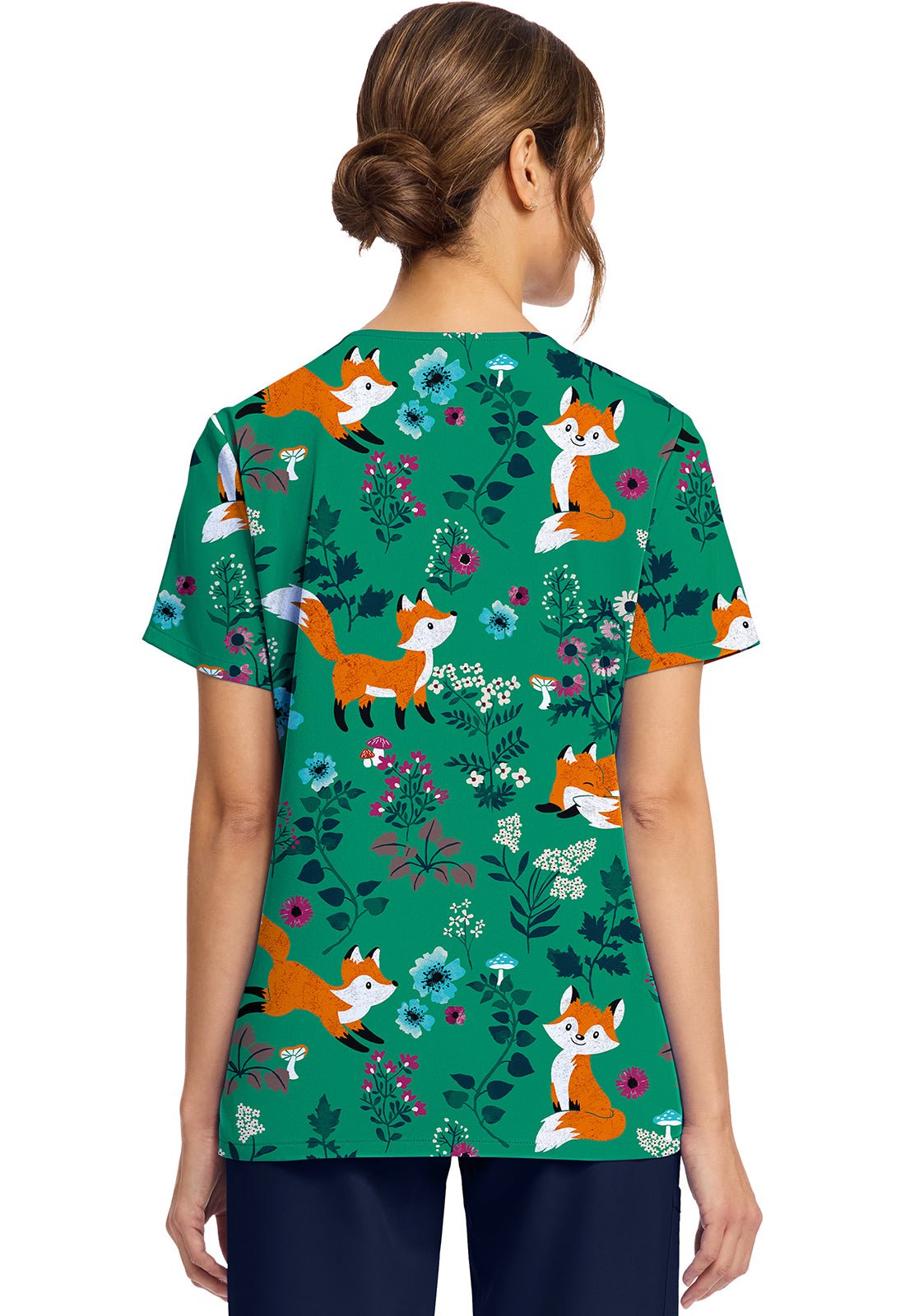 Wild Fox Cherokee Scrubs Print V Neck Top CK856 WIFX - Scrubs Select